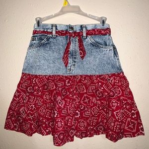 Vintage Lee Bandana Print Jean Skirt